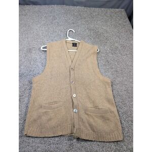 Rugby Men's Tan Shetland Wool V-Neck Button Vest Sweater XL
